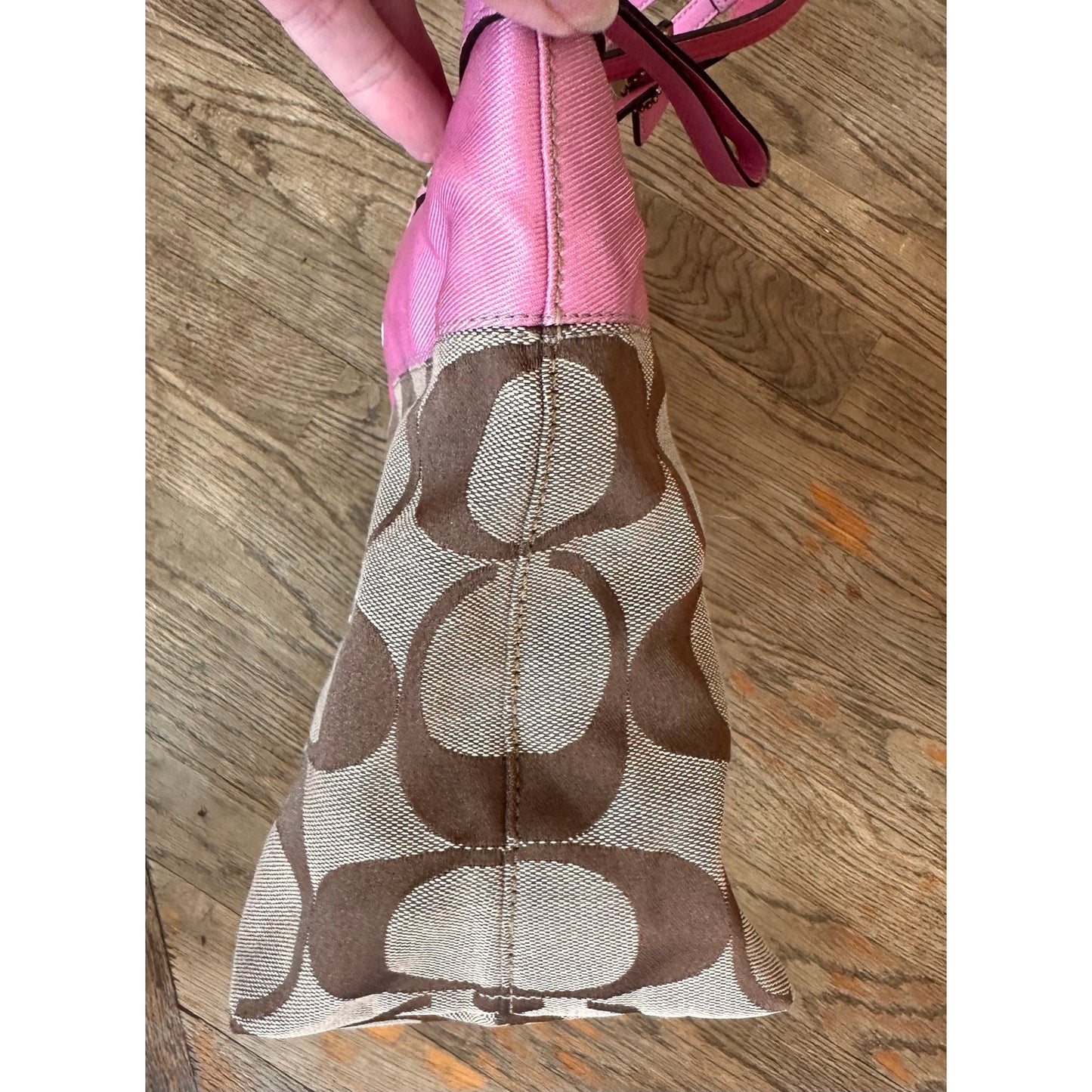 Upstyled Coach 11691 Pink Graphic Tote Hand Painted