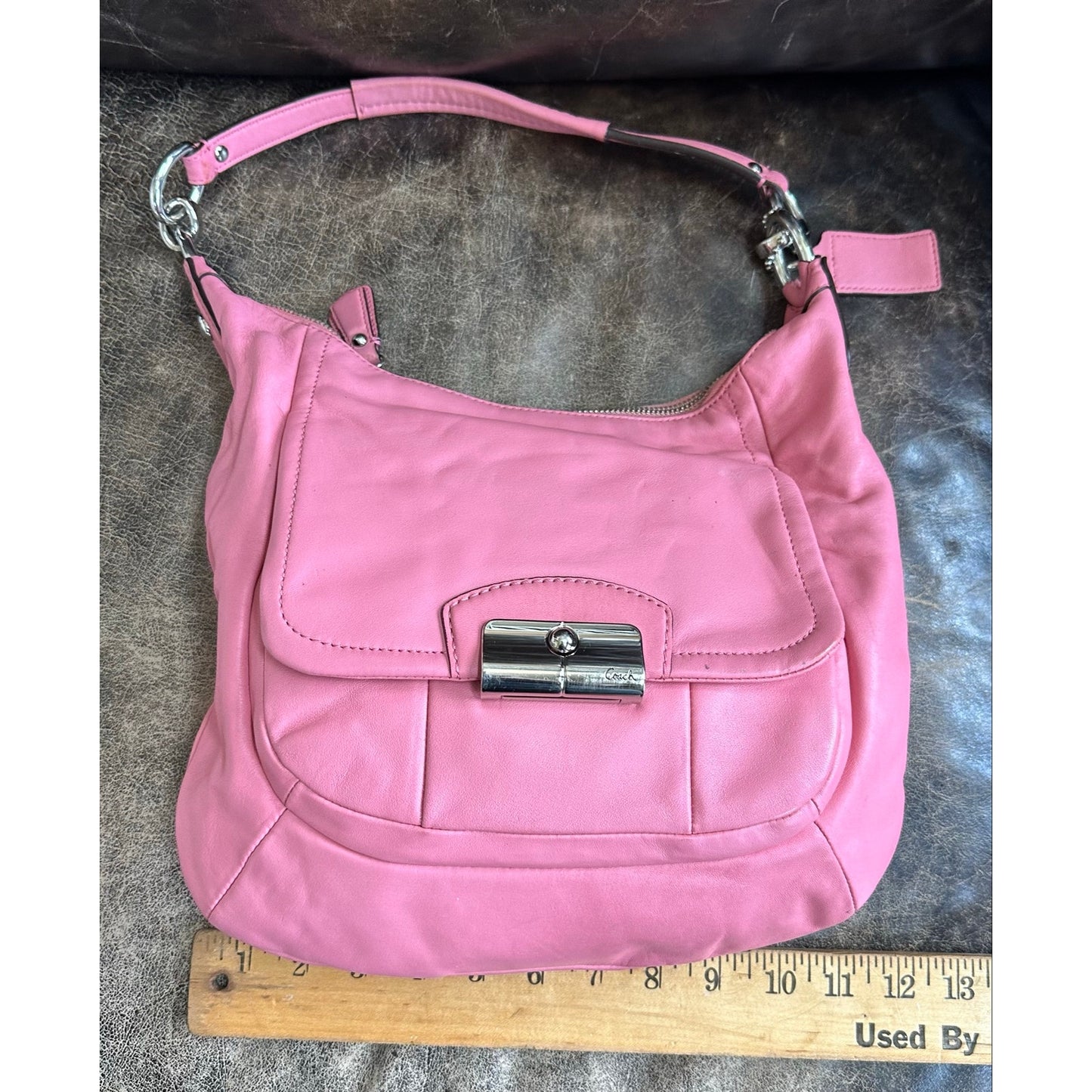 Coach Pink Soft Glove Leather Shoulder Bag F22306 Authentic Leather Purse