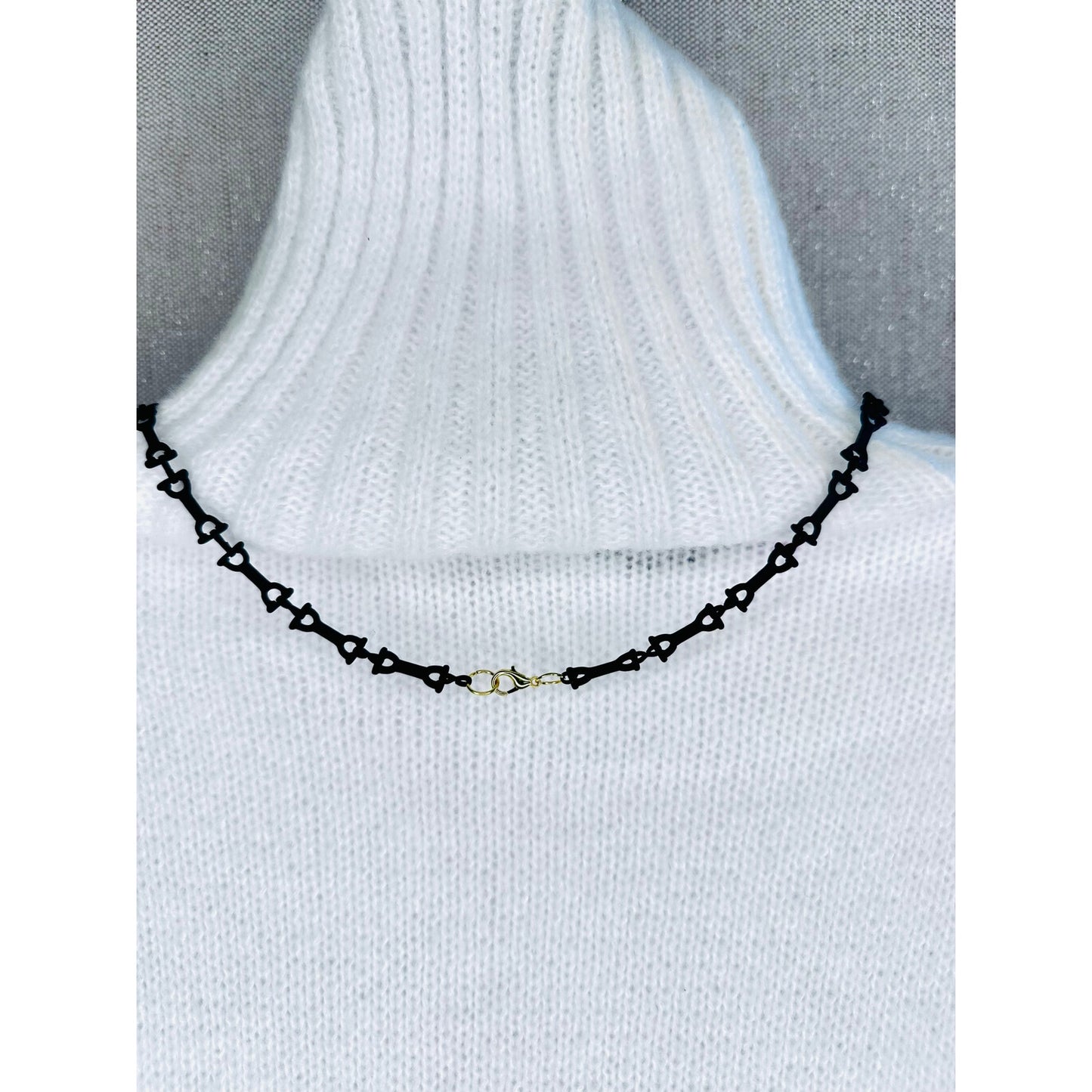 Black and Gold Intaglio Necklace 24” equestrian horse bit chain.  Stunning and beautiful