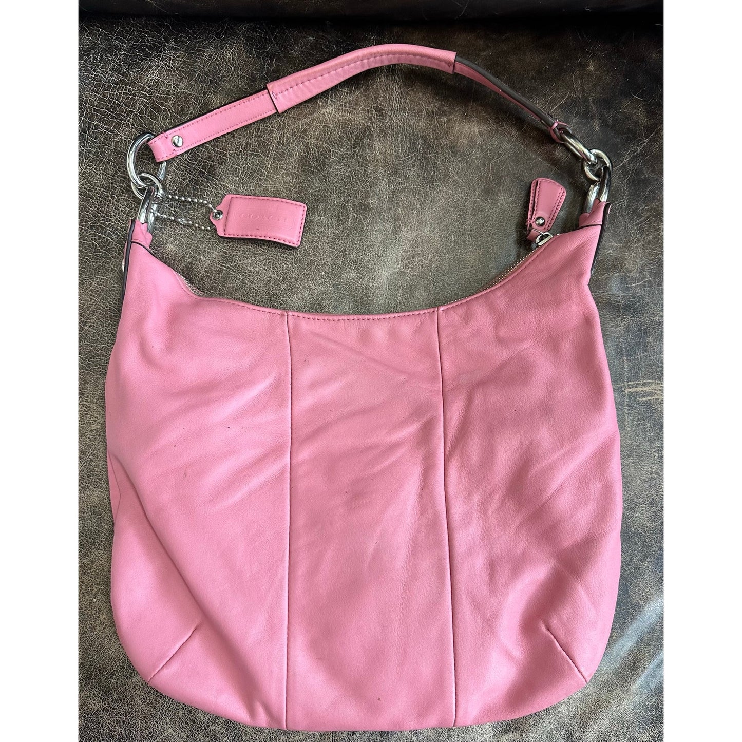 Coach Pink Soft Glove Leather Shoulder Bag F22306 Authentic Leather Purse