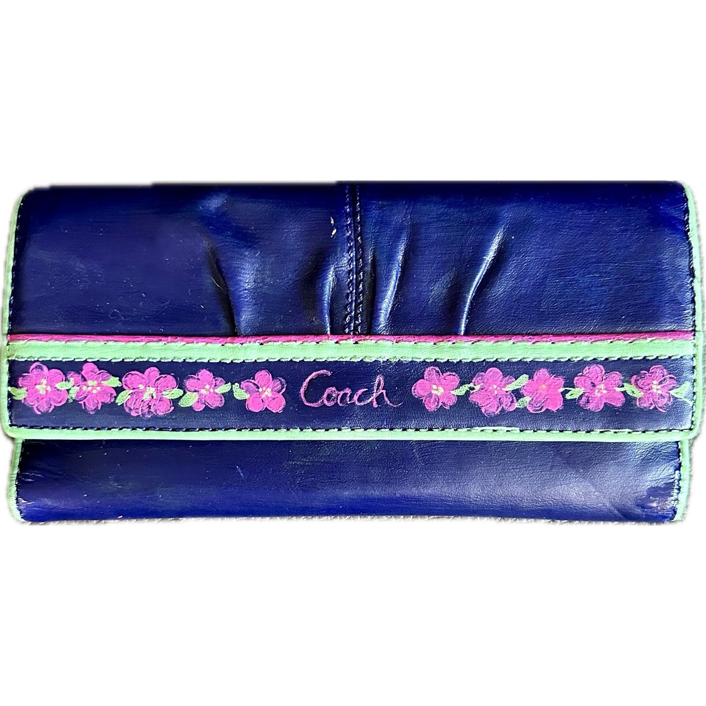 Coach tri Fold Glove Tanned Leather Wallet Upstyled With A Paint Makeover