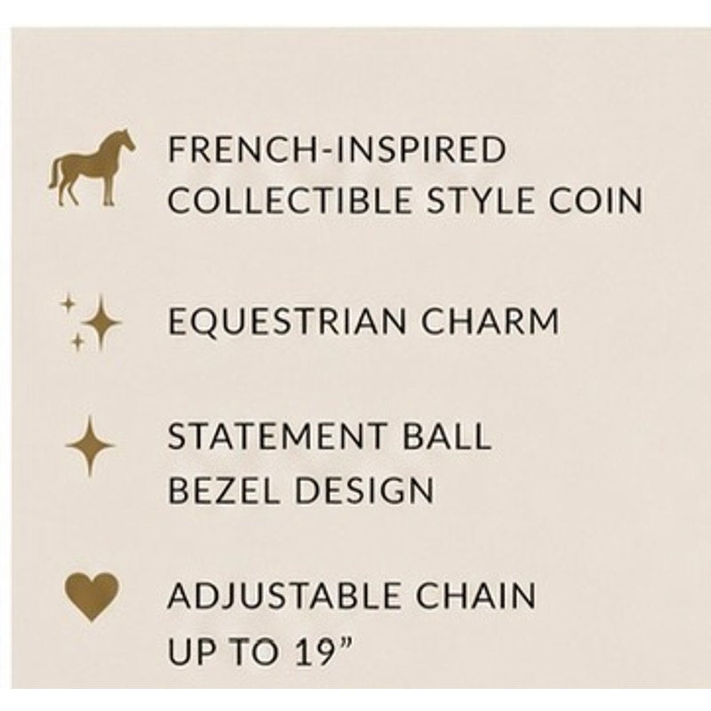 Horse Coin Necklace | French Inspired Pendant| Vintage Equestrian Statement