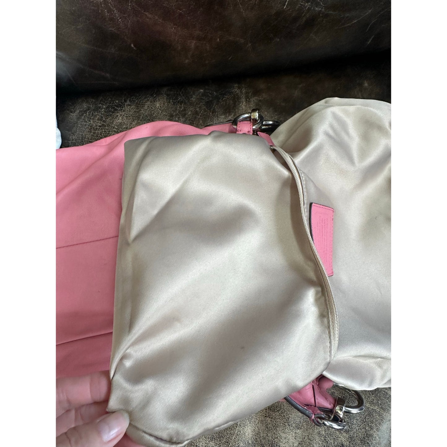 Coach Pink Soft Glove Leather Shoulder Bag F22306 Authentic Leather Purse