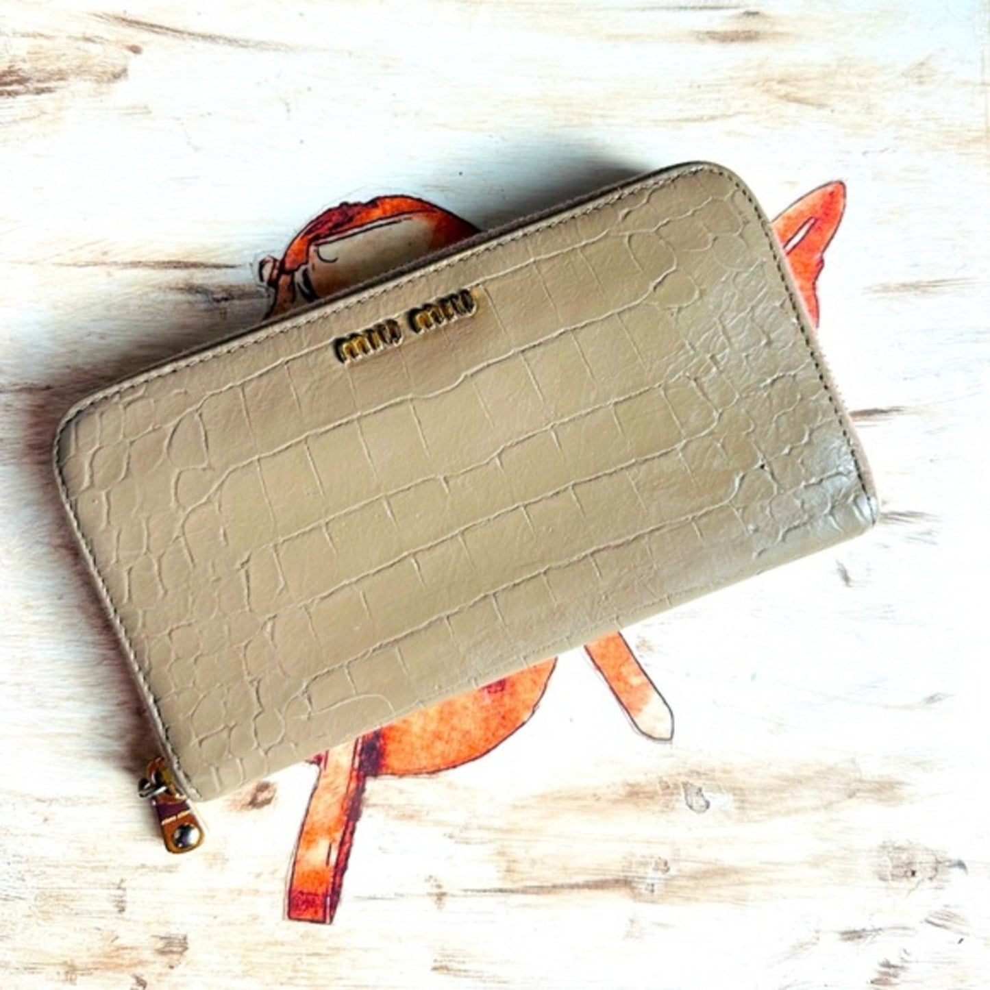 Miu Miu zip around crocodile leather wallet #194