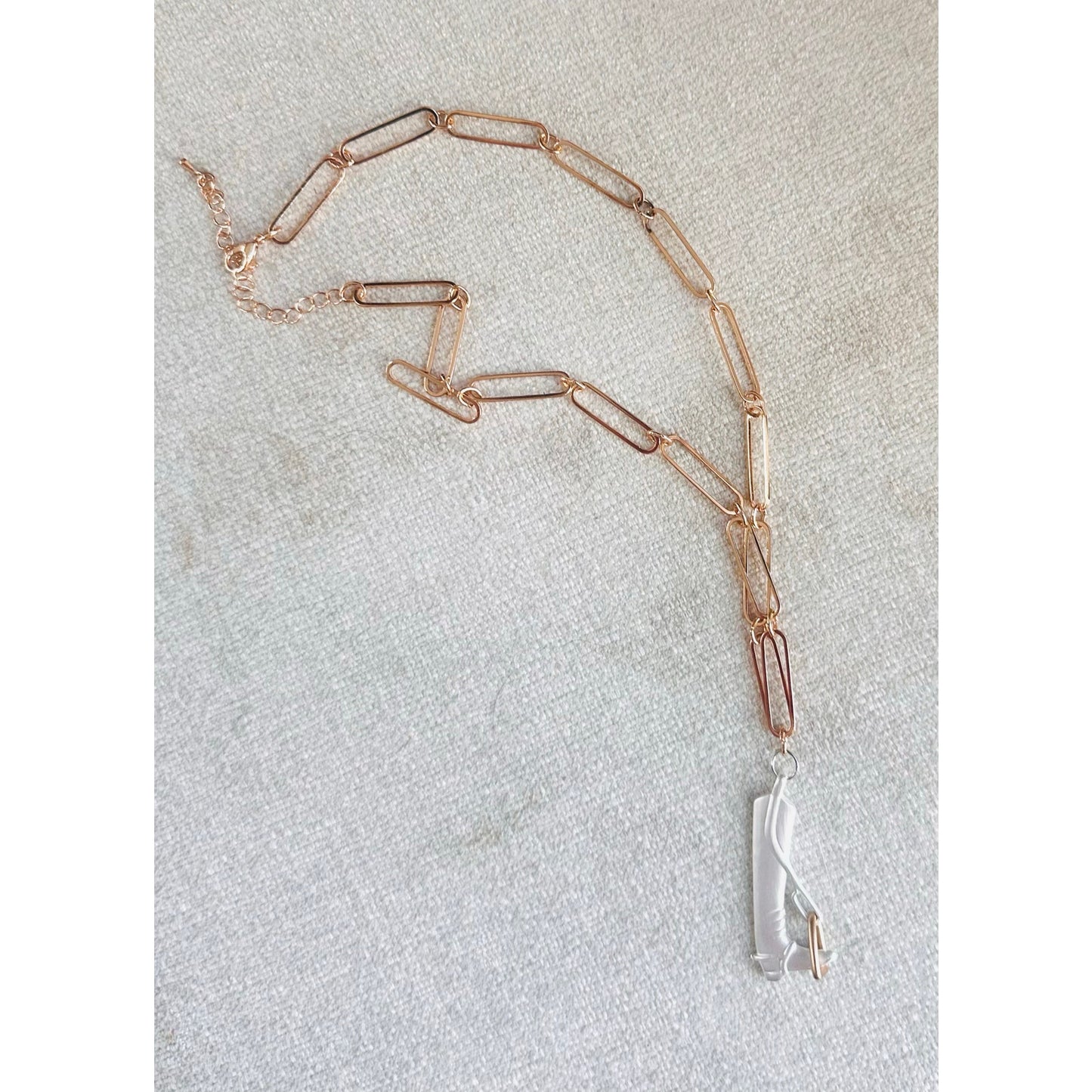 Silver and gold 22”(adjustable) equestrian boot and stirrup pendant