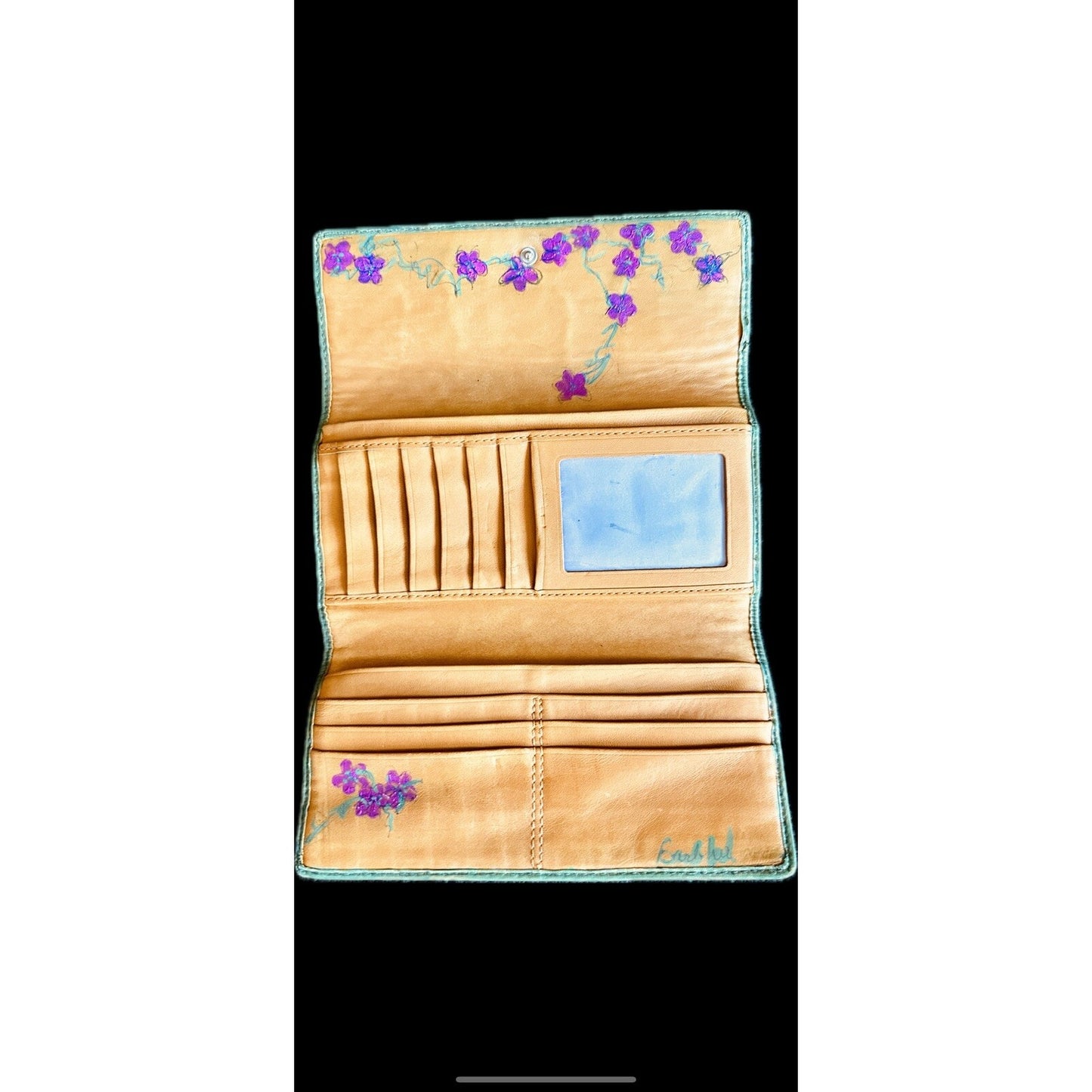 Coach tri Fold Glove Tanned Leather Wallet Upstyled With A Paint Makeover