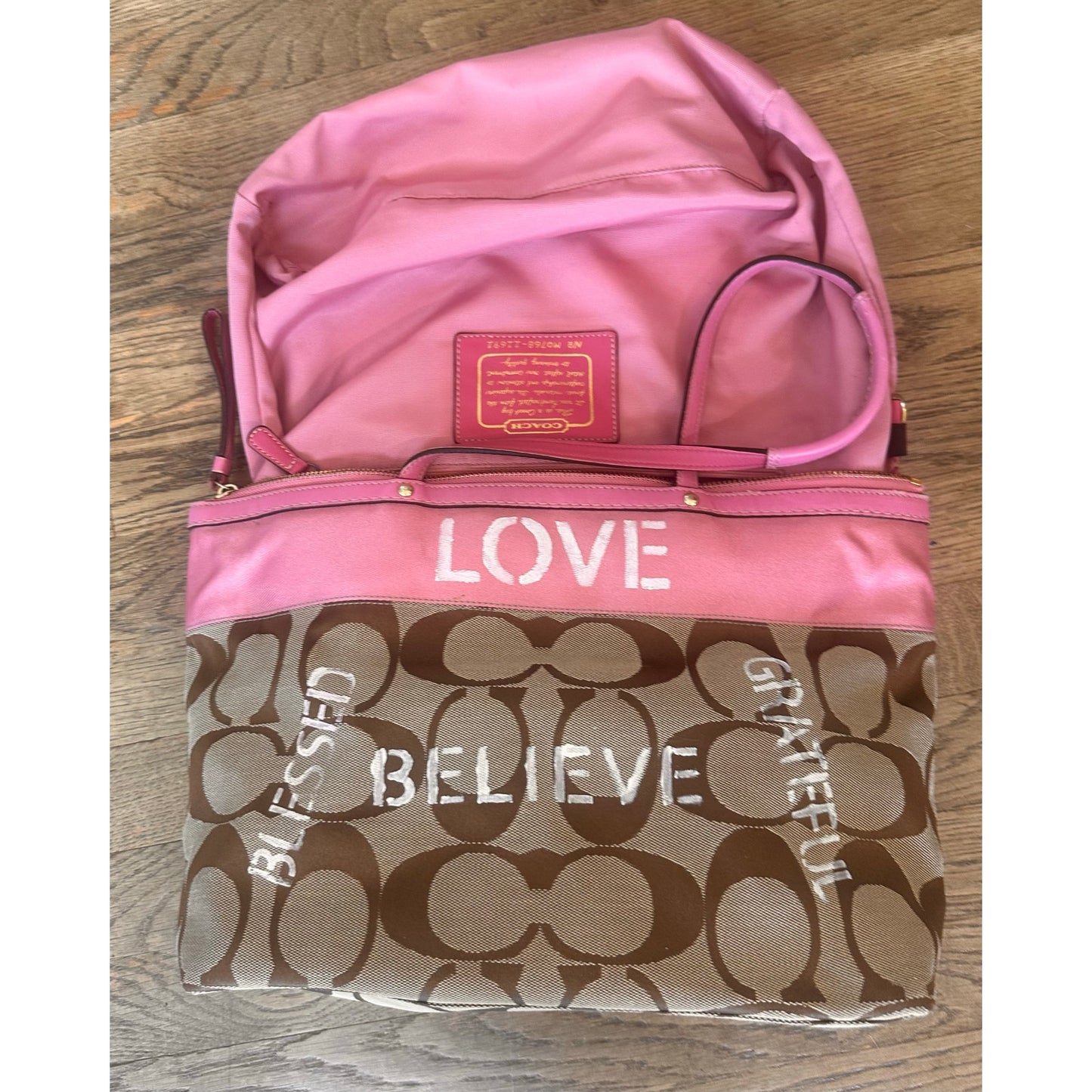 Upstyled Coach 11691 Pink Graphic Tote Hand Painted