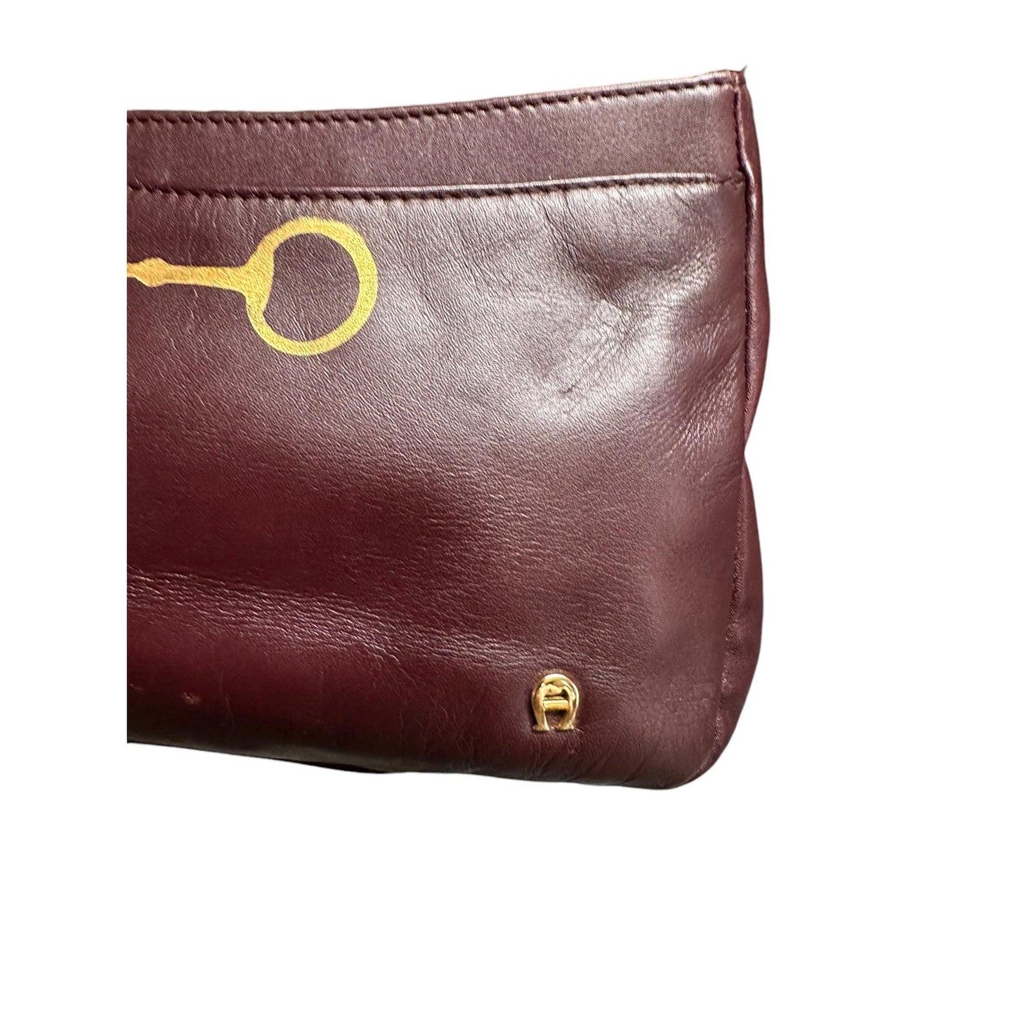 Etienne Aigner supple leather baguette with gold equestrian snaffle bit onlay. EUC and Upstyled
