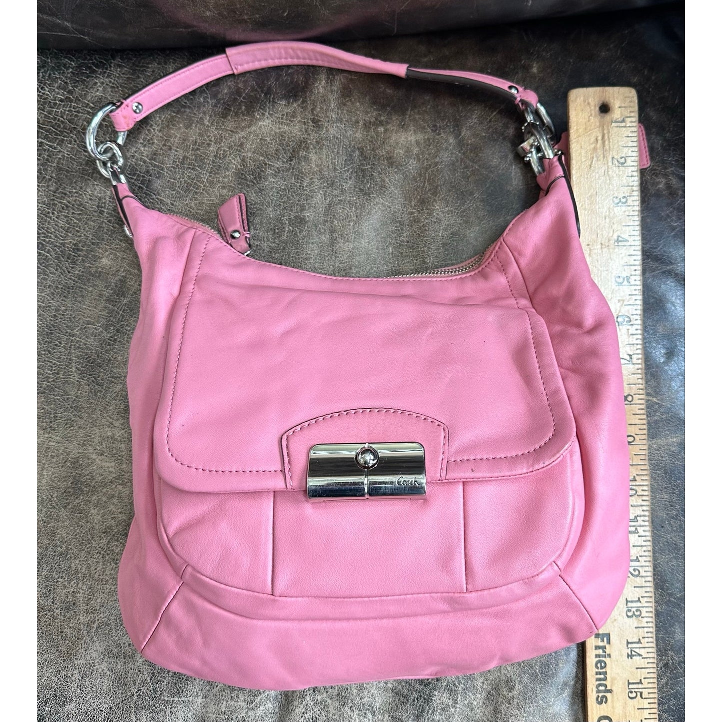 Coach Pink Soft Glove Leather Shoulder Bag F22306 Authentic Leather Purse
