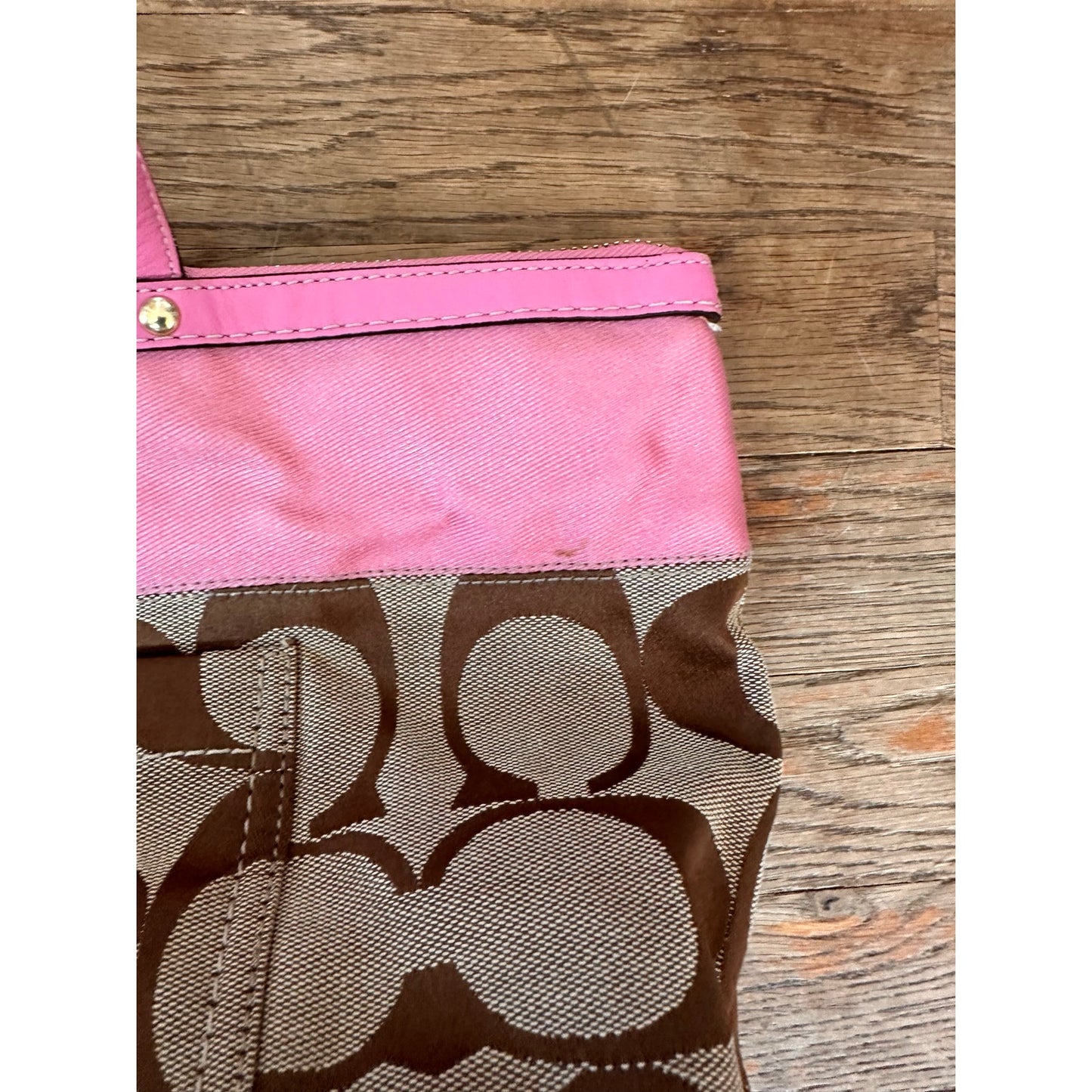 Upstyled Coach 11691 Pink Graphic Tote Hand Painted