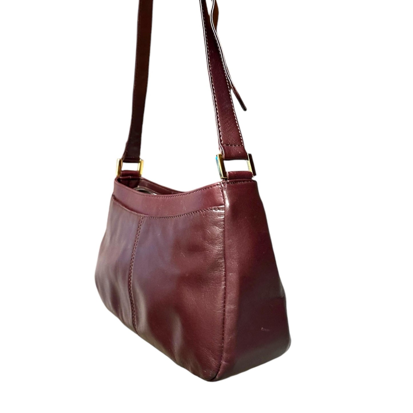 Etienne Aigner supple leather baguette with gold equestrian snaffle bit onlay. EUC and Upstyled