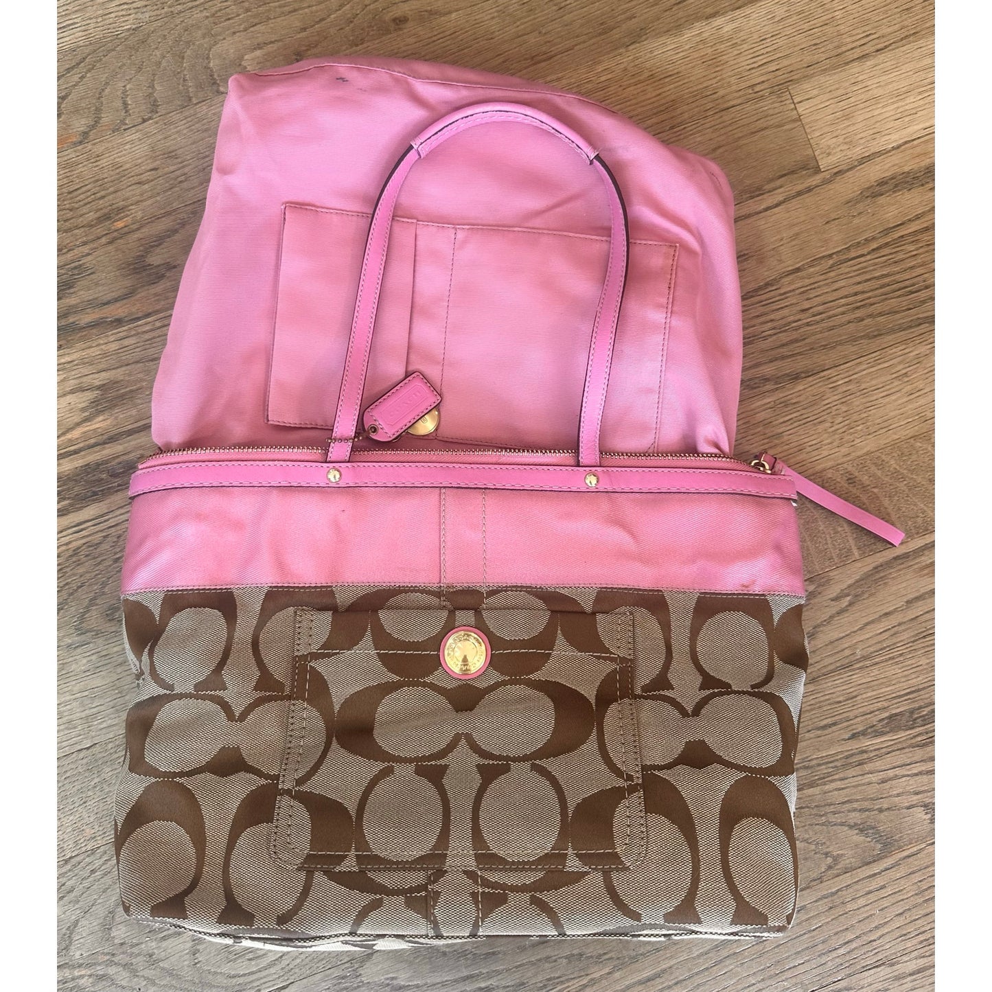 Upstyled Coach 11691 Pink Graphic Tote Hand Painted