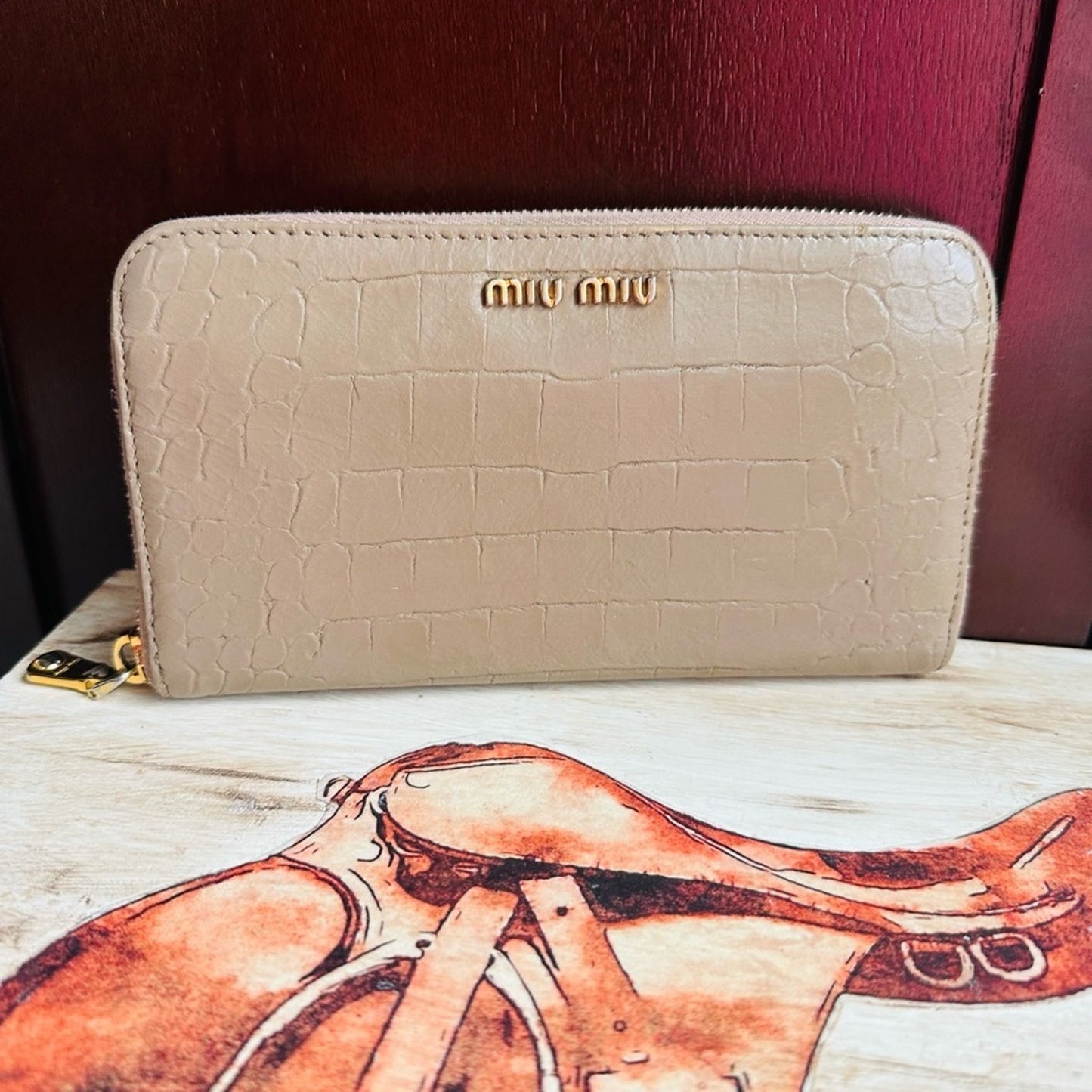 Miu Miu zip around crocodile leather wallet #194