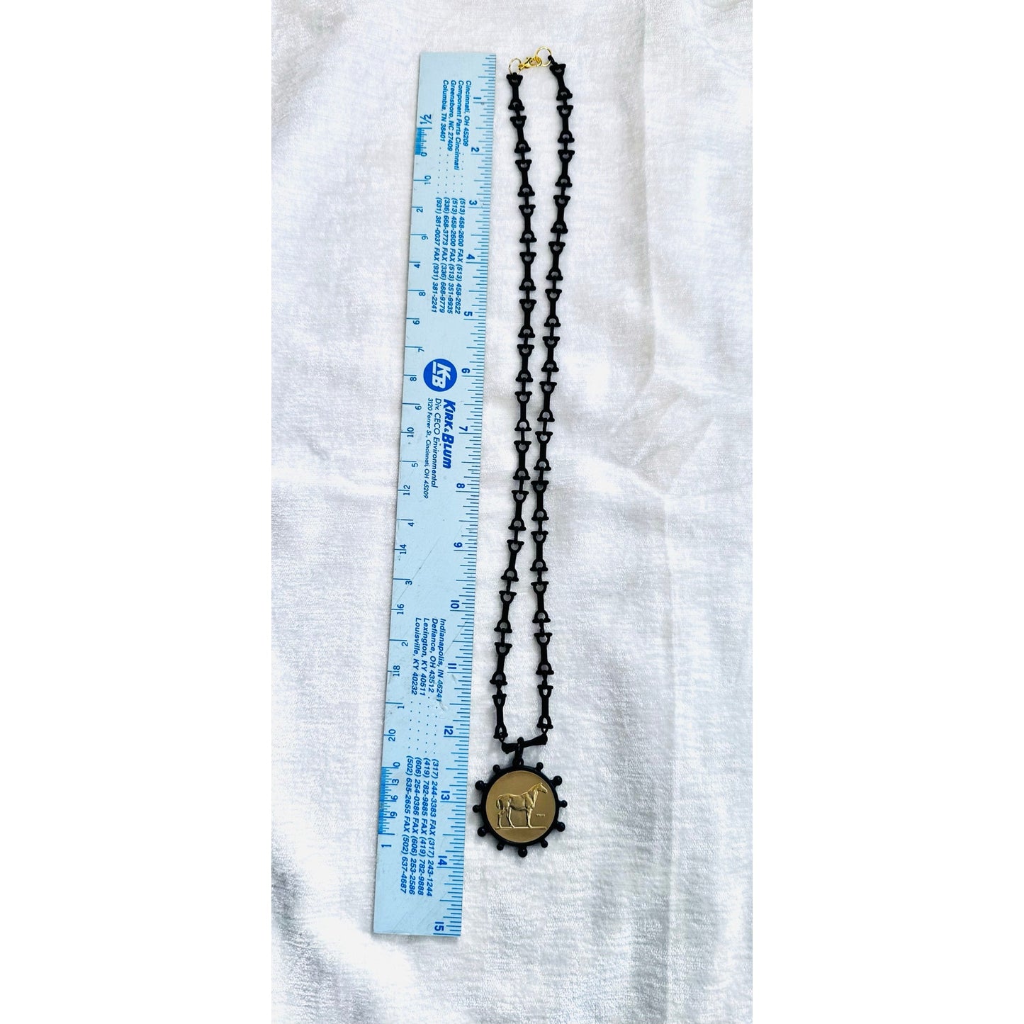 Black and Gold Intaglio Necklace 24” equestrian horse bit chain.  Stunning and beautiful