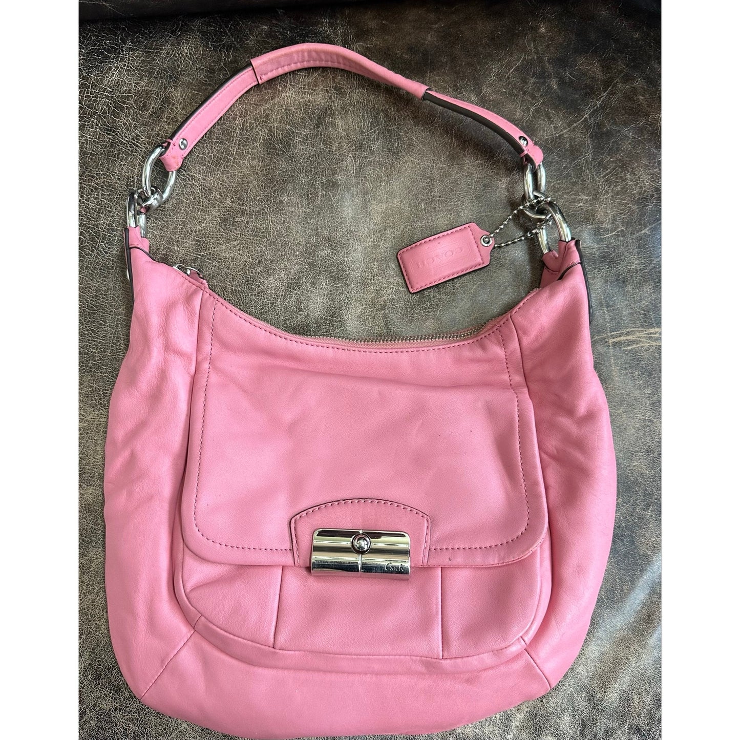 Coach Pink Soft Glove Leather Shoulder Bag F22306 Authentic Leather Purse
