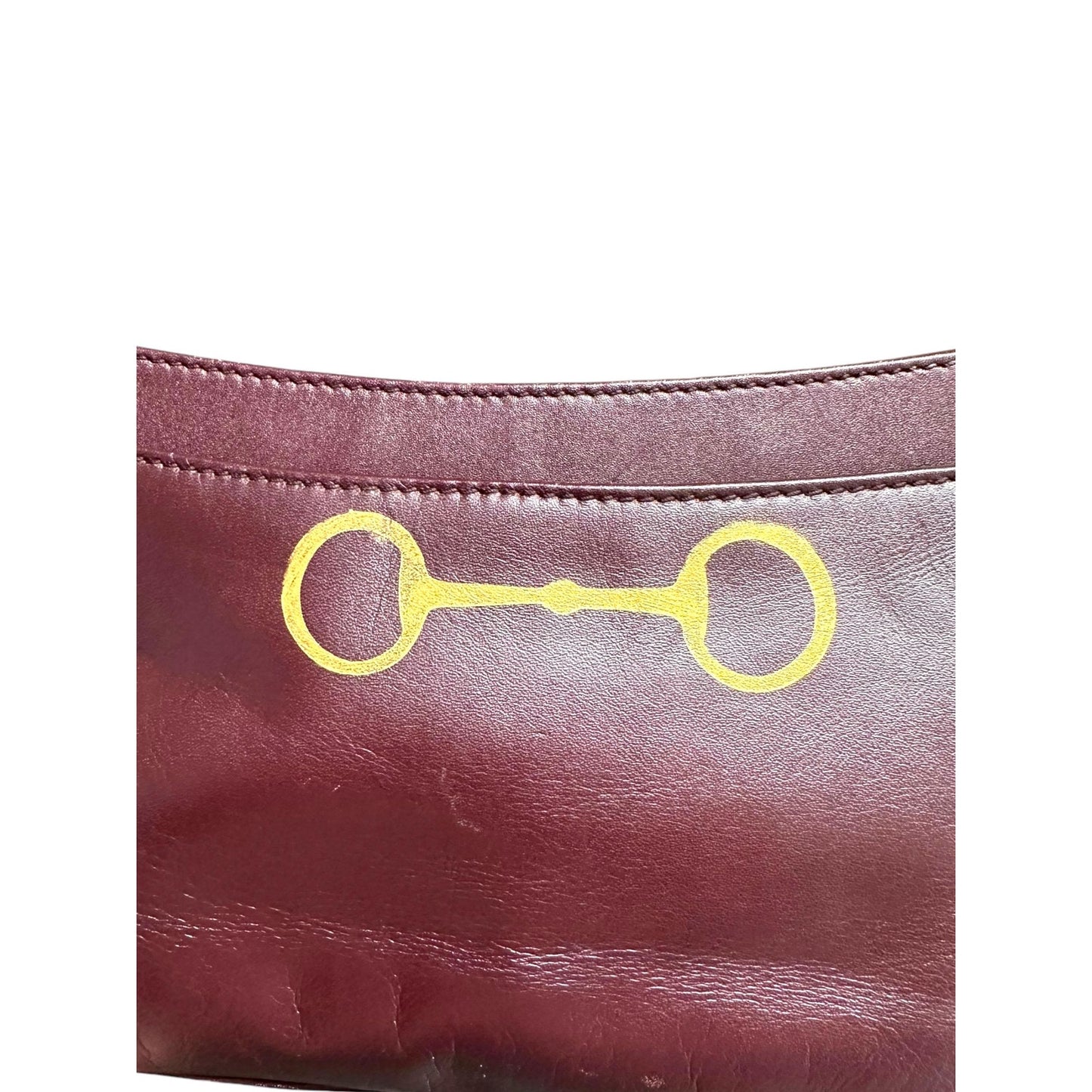 Etienne Aigner supple leather baguette with gold equestrian snaffle bit onlay. EUC and Upstyled