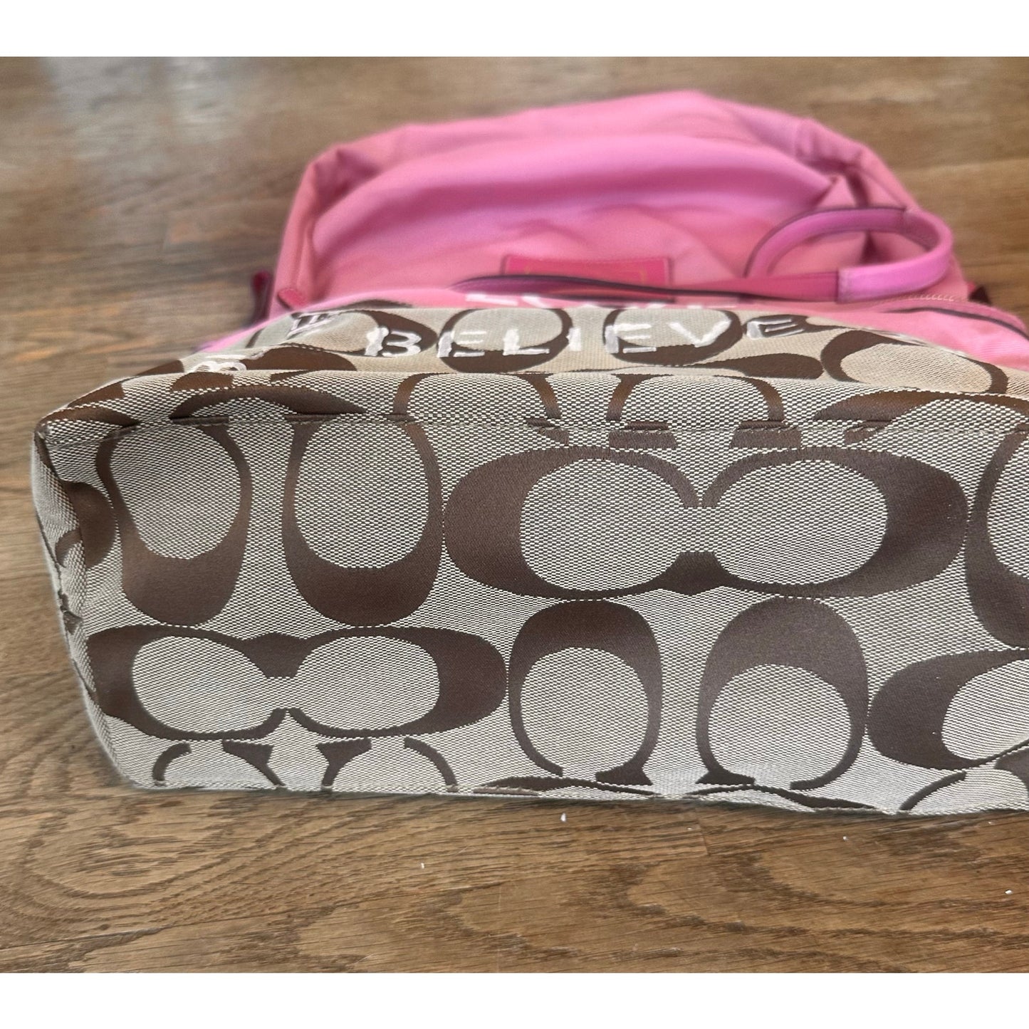 Upstyled Coach 11691 Pink Graphic Tote Hand Painted