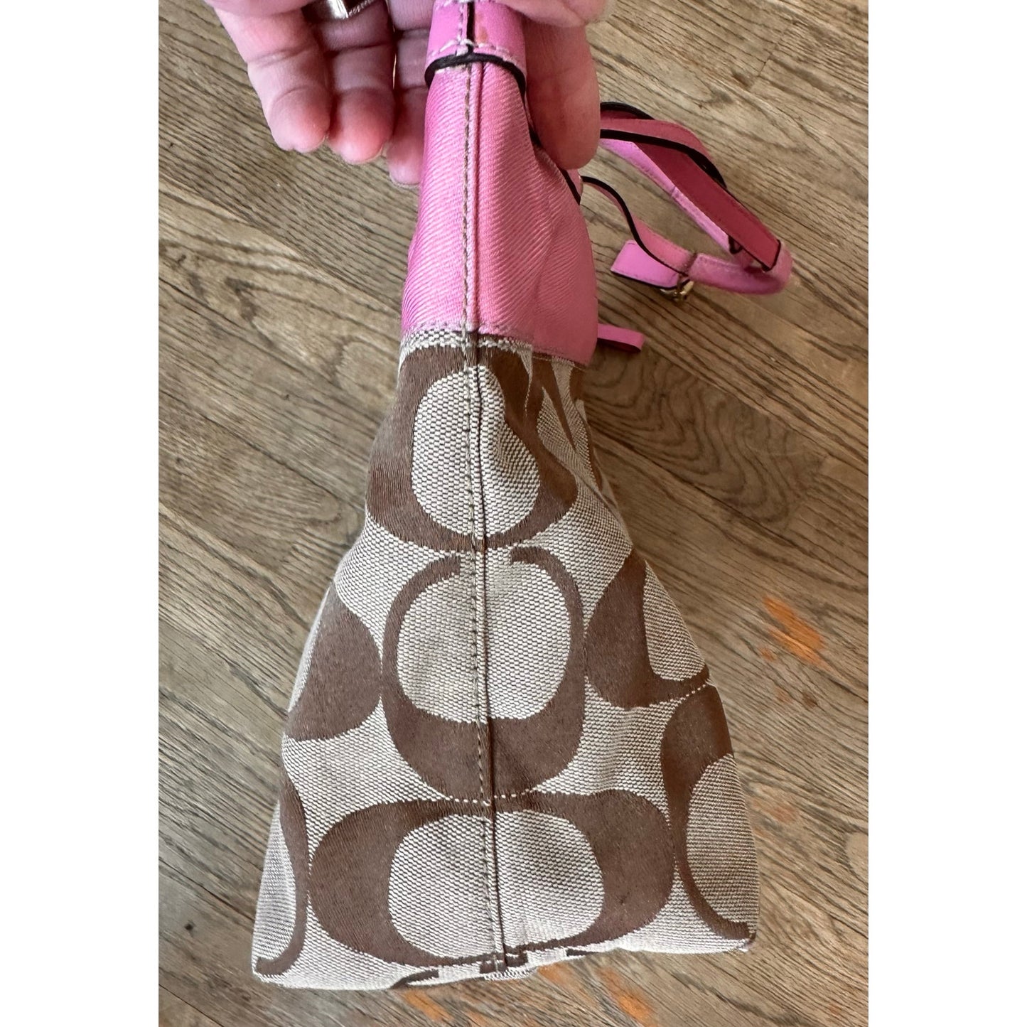 Upstyled Coach 11691 Pink Graphic Tote Hand Painted
