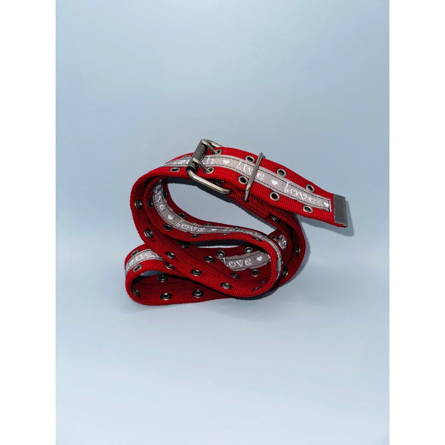 Live love laugh red and grey cargo belt, adjustable 49.5” 1.5”