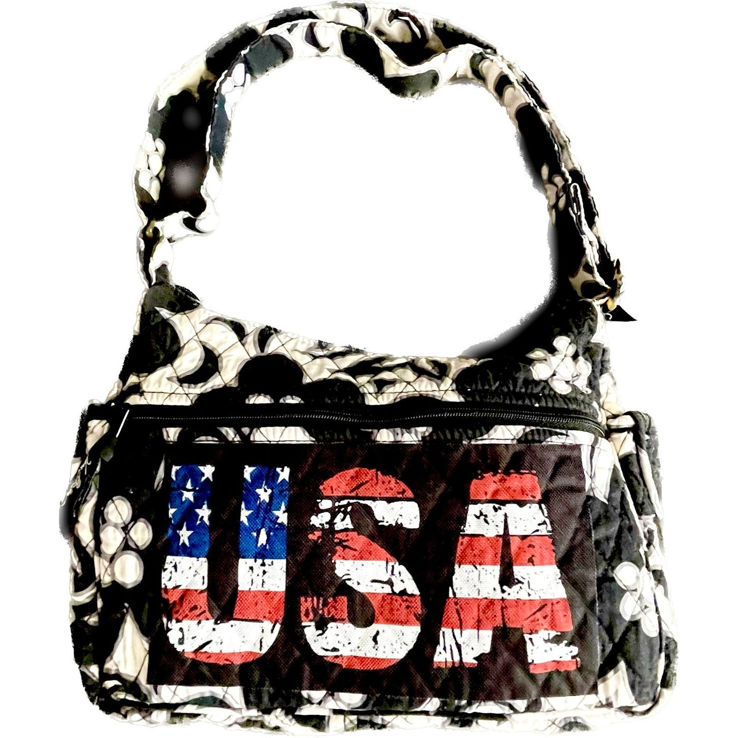 Vera Bradley revamped with USA flag motif!! A complete makeover with for this 100% cotton shoulder handbag medium sized re-Vera styled bette