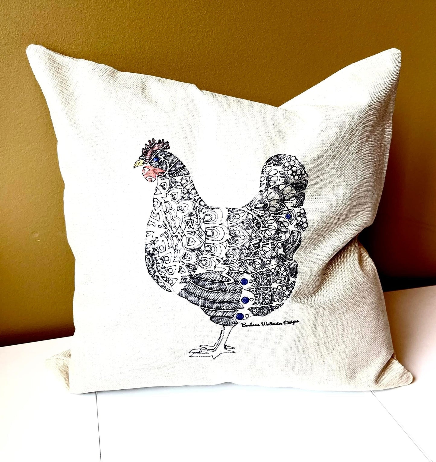 The Blue Hen Collection, here a cluck there a cluck farm pillows with chicken and rooster motif throw linen blend pillows 16 x 16 cover only