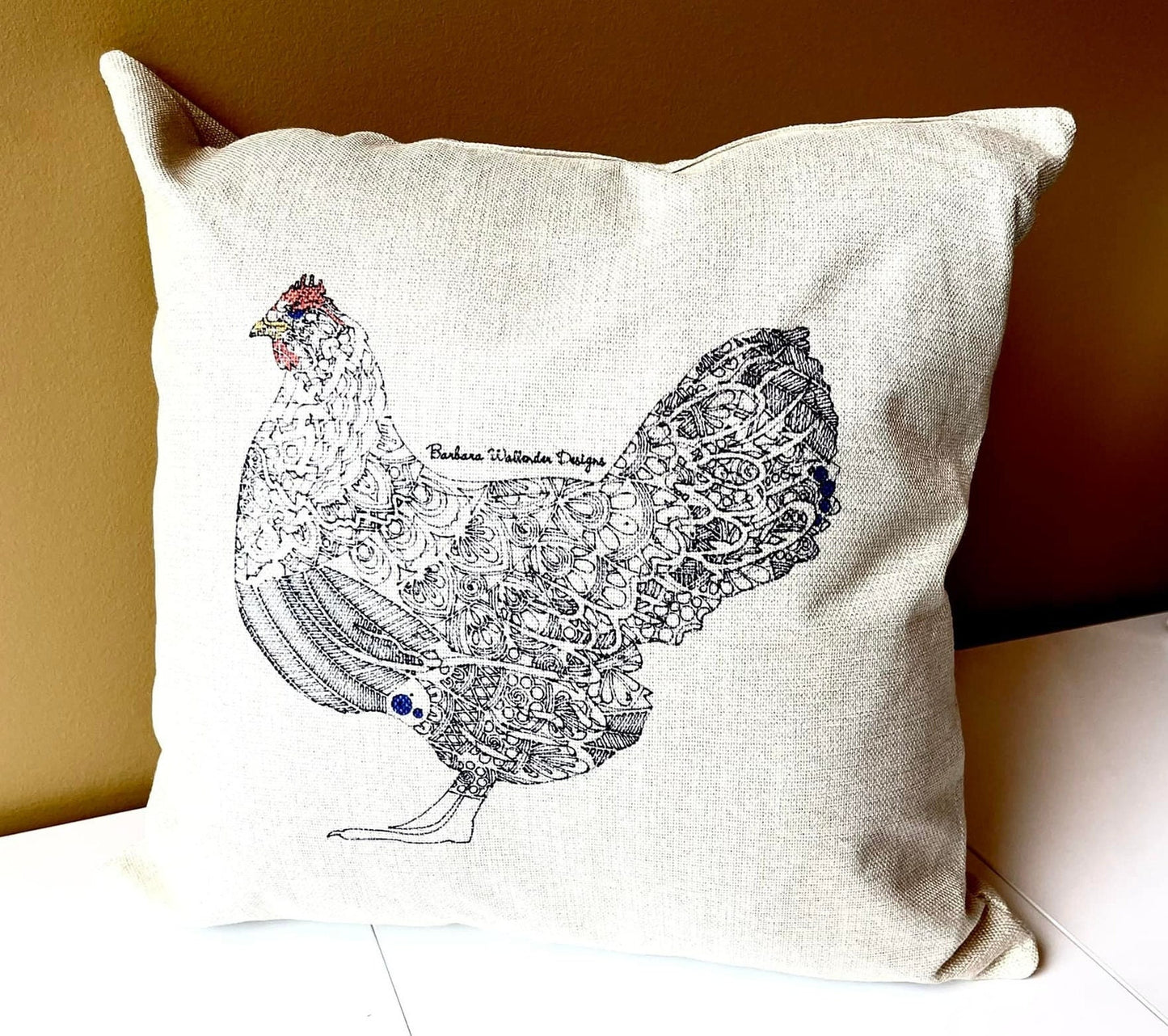 The Blue Hen Collection, here a cluck there a cluck farm pillows with chicken and rooster motif throw linen blend pillows 16 x 16 cover only