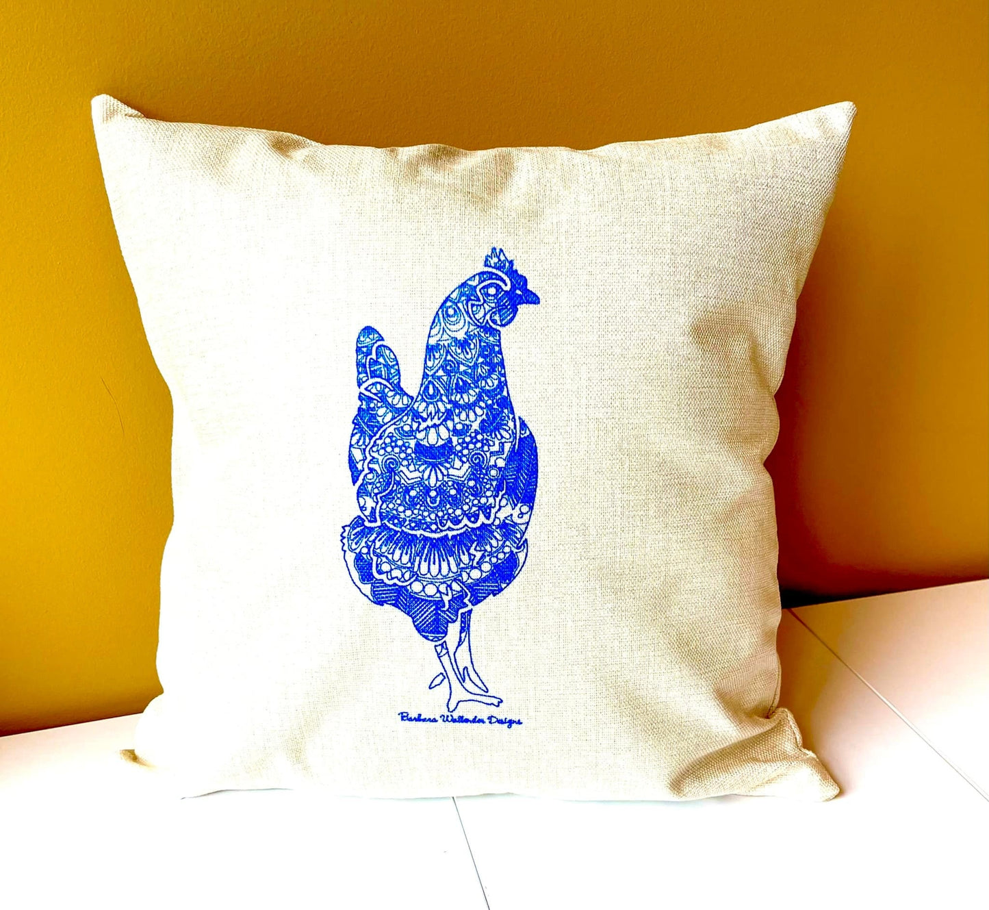 The Blue Hen Collection, here a cluck there a cluck farm pillows with chicken and rooster motif throw linen blend pillows 16 x 16 cover only