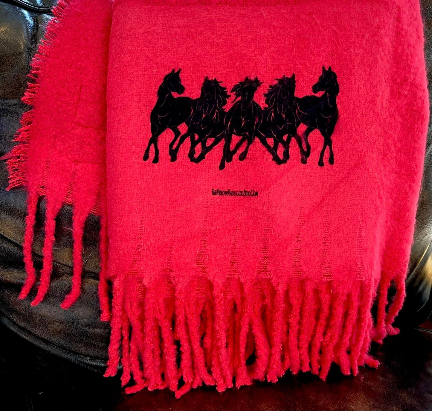 Super plush and luxurious throw blankets with hunt seat saddle and western pleasure embellishments, can be personalized