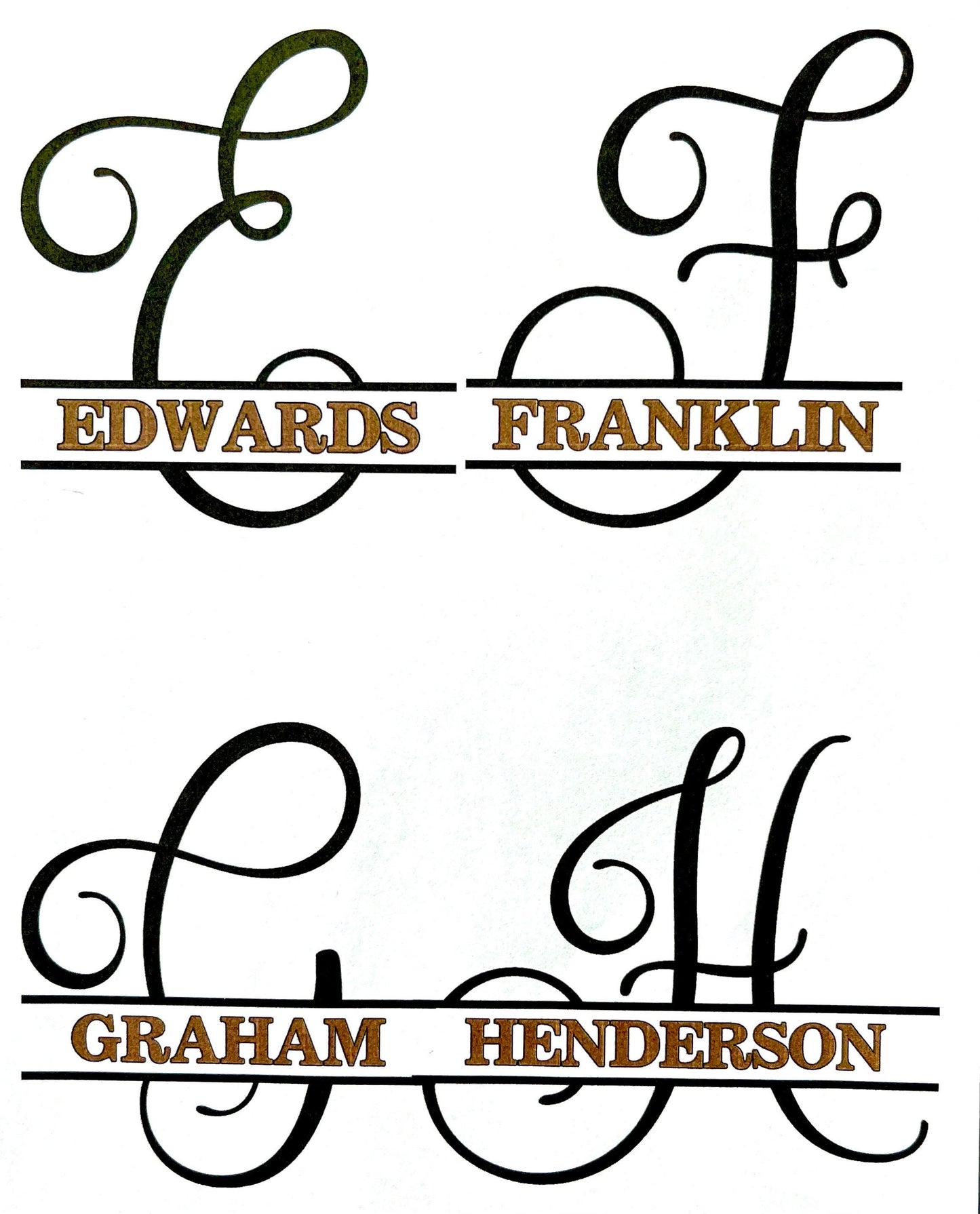 This is Black and Tooled Brown monogram that can be applied to any of the 3 pillows listed 18 x 18 cover only unless ordering insert. Letters E-H