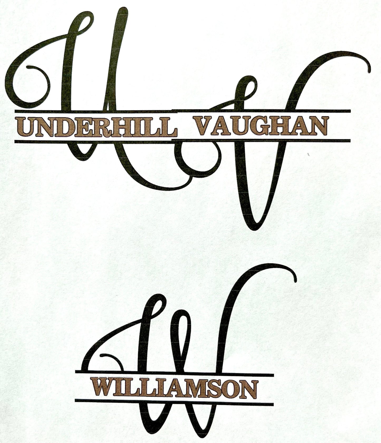 This is Black and Tooled Brown monogram that can be applied to any of the 3 pillows listed 18 x 18 cover only unless ordering insert. Letters U -W