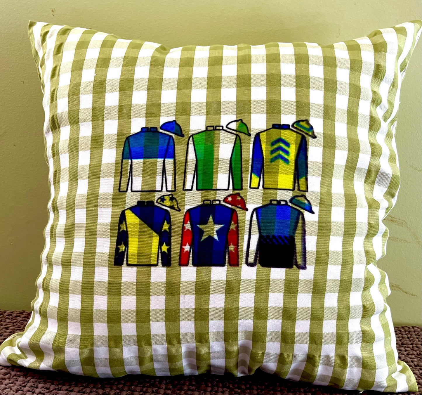 And Their Off!!!Kentucky Derby and horse racing throw pillow, one of a kind . Unique textures 18 x 18 cover only