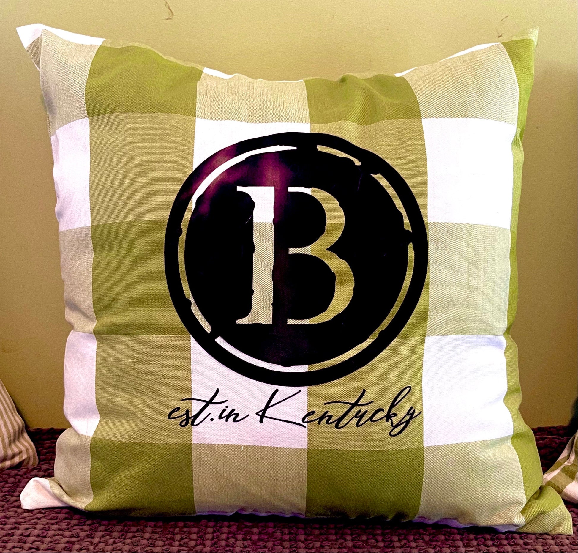 Cottage and farmhouse look pillows with a custom initial and established place, year or city you name it. 18 x 18 and multiple options